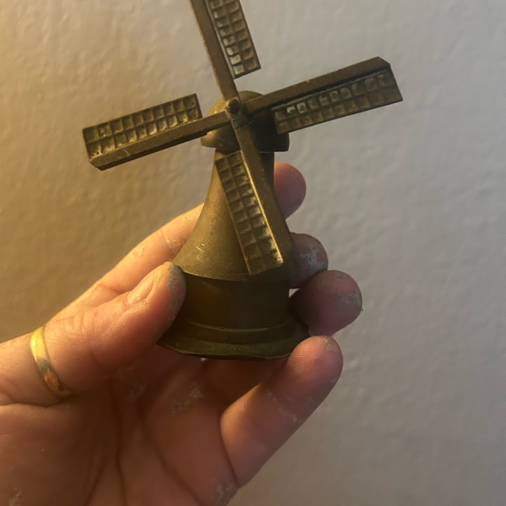 Miniature Bronze Windmill Figurine